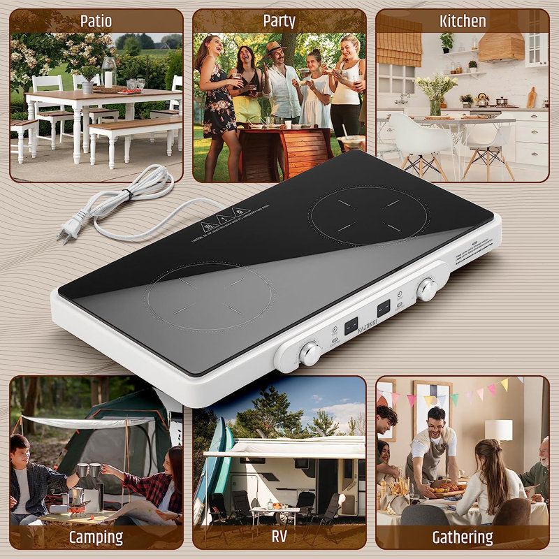 Razorri Electric Induction Cooktop, Removable Cast Iron Griddle Pan Non